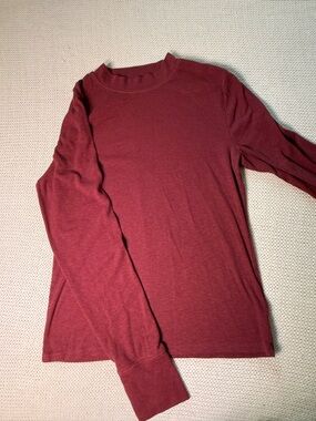 GAP Burgundy Ribbed Long Sleeve Stretchy Top Size Large Tall